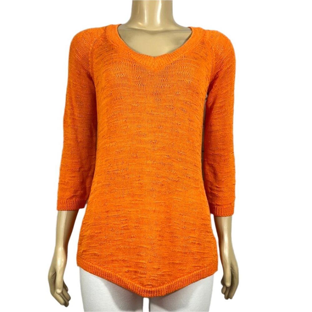 NWT Parkhurst Sweater Womens Small Scoop Neck Tight Knit 3/4 Sleeve
